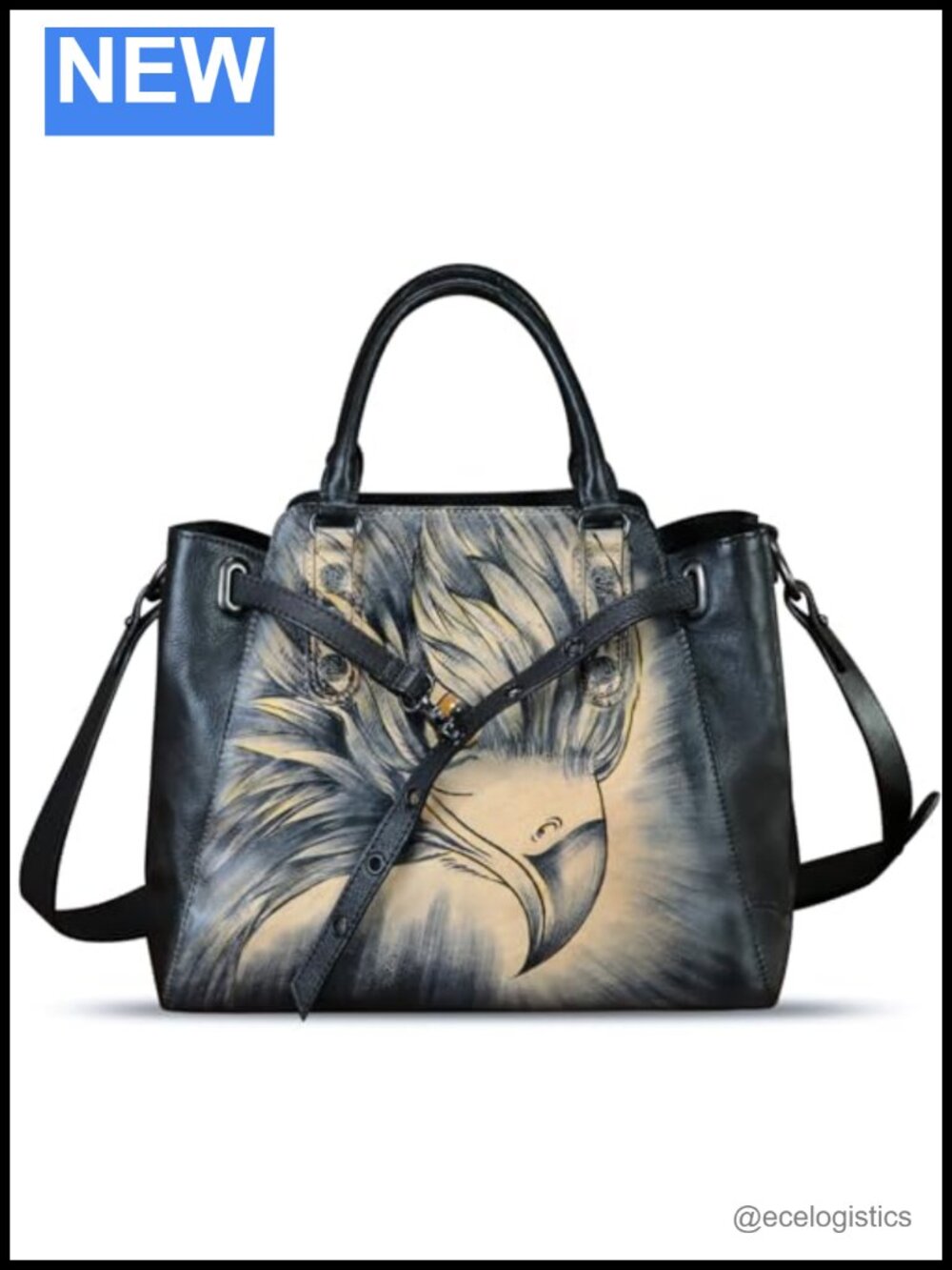 Genuine Leather Hand Painted Satchel Handbag Crossbody Work Tote